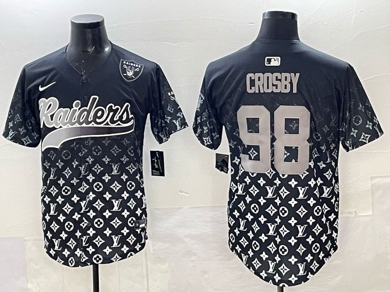 Men 2025 Nike Oakland Raiders 98 Crosby black Limited NFL Jersey 06